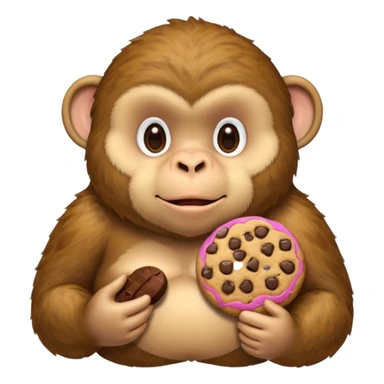 Fat monkey holding a cookie  sticker