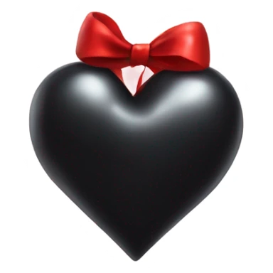 Shiny Black heart wrapped in red bow, realistic sticker
