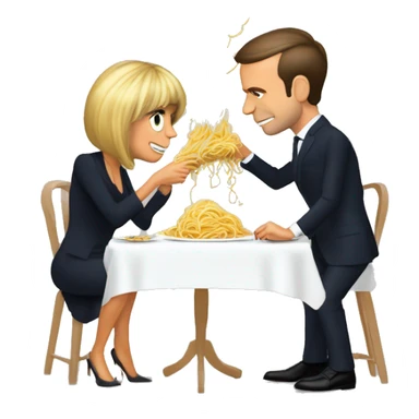Emmanuel macron et Brigitte macron mangeant des spaghettis sticker