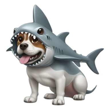 dog wearing costumes of a shark  sticker