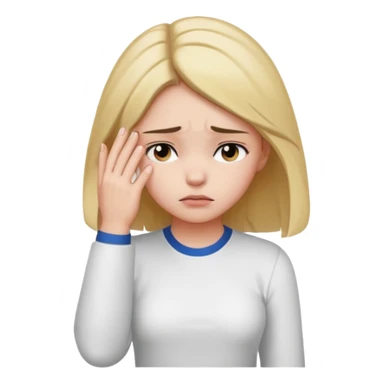 A girl holding its forehead with its paw because it has a headache sticker