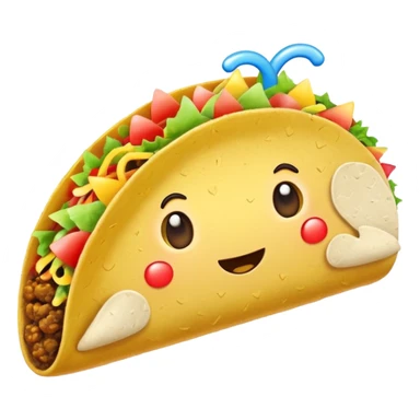 taco with white wings and rainbow question marks on the sides. sticker