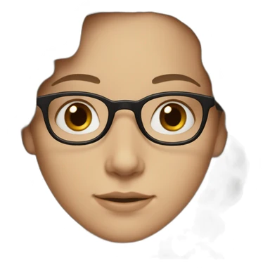 White Girl with wavy dark brown long hair, brown eyes and glasses sticker