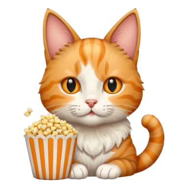 cat eat pop corn sticker