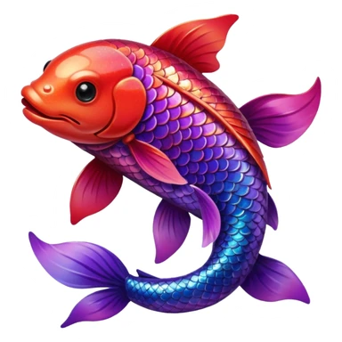 color gradient between red and purple glitter cute happy carp sticker