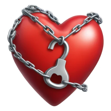 a  single red glossy heart, with a single chain and padlock wrapped around it sticker