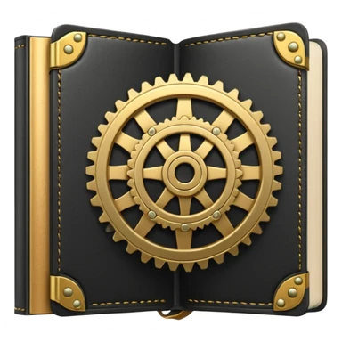 open book with a gear above it sticker