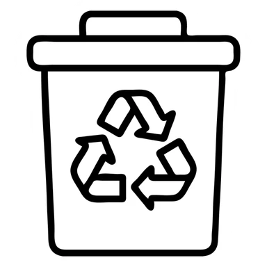 green recycle bin, outlined icon with minimal details sticker