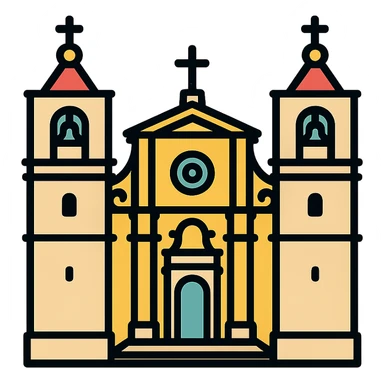Catedral de San Juan en Malta, fachada barroca, detalles arquitectónicos, estilo icónico sticker