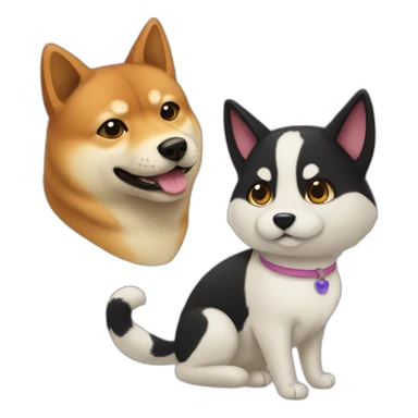 shibainu and black cat sticker