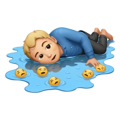 apple style emoji of a man sprawled face down in a puddle sticker