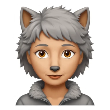 woman 50 years old, short grey fluffy wolf-cut hair, tannes skin and brown eyes sticker