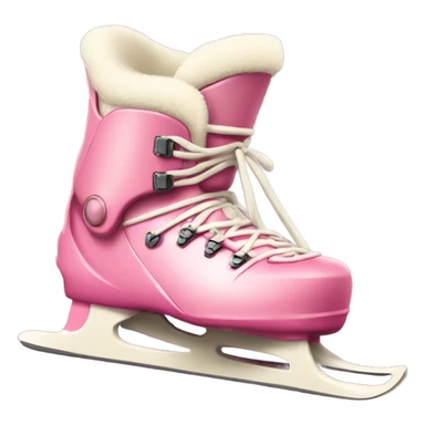Pink ski boots and cream standing skis behind boots sticker