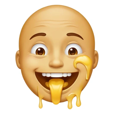 Man drooling and eating an emoji sticker