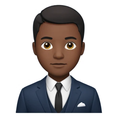 black man short hait with suit sticker