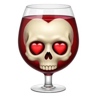 skull with wine red hearts around sticker