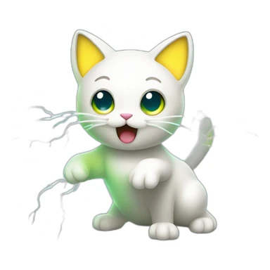 electrical discharge emit electricity cartoon cat like pokemon sticker