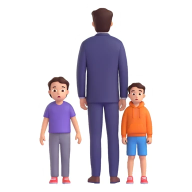 a scared child with a man silhouette behind the back sticker