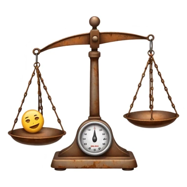An emoji in ios style of an unbalanced old scale sticker
