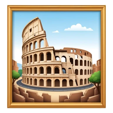 Cinematic Realistic Colosseum Landmark Emoji, depicted as the ancient Roman amphitheater rendered with dramatic architectural detail and dynamic lighting. sticker