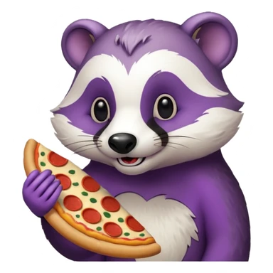 badger eating pizza purple and white sticker