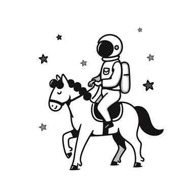 astronaut on horseback with stars in background sticker