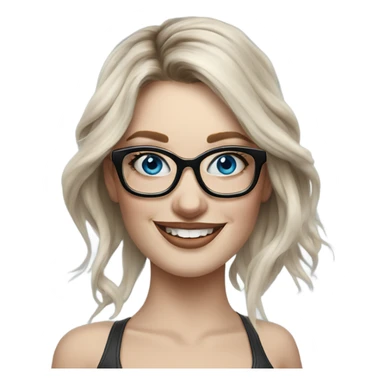Hyper Realistic Balayage pale beautiful tattooed woman with glasses and blue eyes happy  sticker