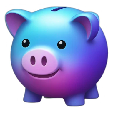 blue piggy bank with gradient sticker