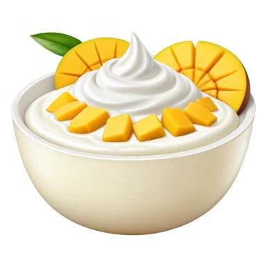 bowl of yogurt with fresh mango slices on top sticker