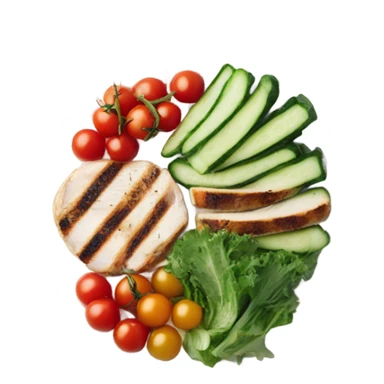 round white plate with healthy food sticker