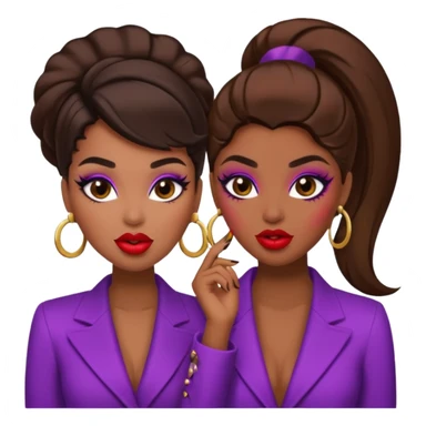 Boujy baddie best friends gossiping, trendy heavy makeup sticker