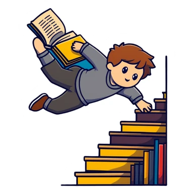 Hogwarts student falling down stairs with books flying sticker