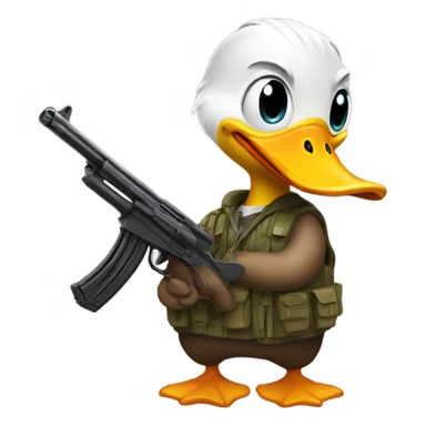 Duck holding a gun sticker
