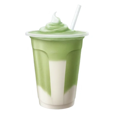 Iced matcha latte in a plastic cup with a straw, NO whipped cream sticker