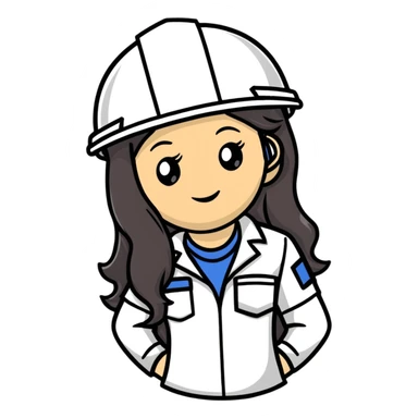 Female engineer with white safety helmet and long hair sticker