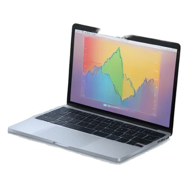 macbook with stock chart on market website sticker
