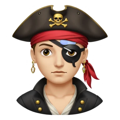 Eye patch pirate with earring, one eye covered
 sticker