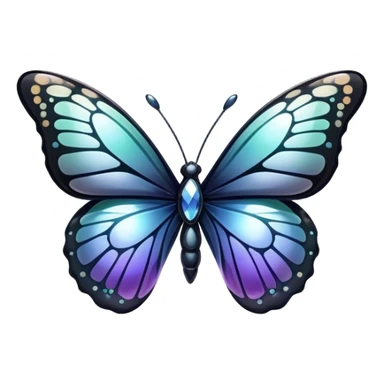 Glossy shiny iridescent gradient Obsidian glass crystal butterfly sticker