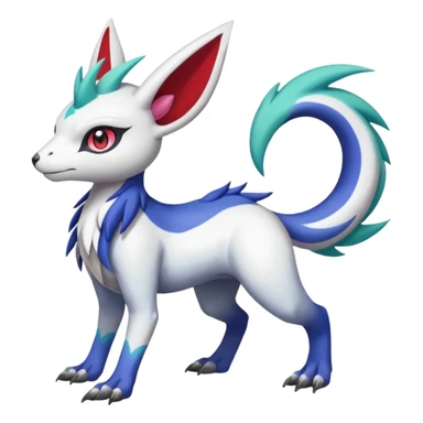Colorful Beautiful Skilled Adept Graceful Asian Painted Garurumon-Meloetta-Zangoose-Absol-fusion-hybrid-creature (full body) sticker