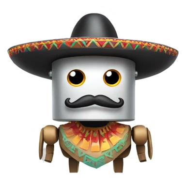 robot with mexican mustache and a mexican hat sticker