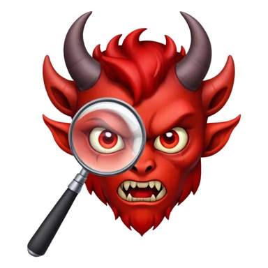 demon under the magnifying glass sticker