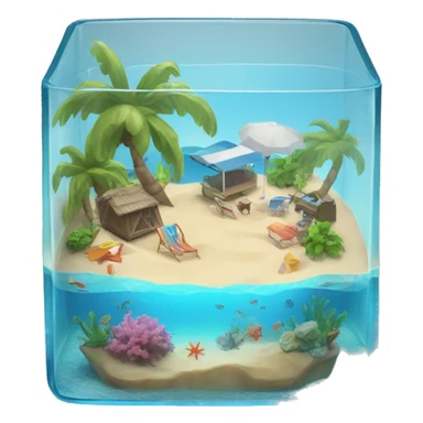 beach landscape on cube aquarium sticker