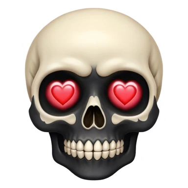 Black skull with heart eyes  sticker