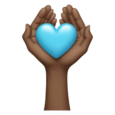 Hands holding a babyblue heart sticker