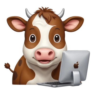 Cute cow using computer sticker