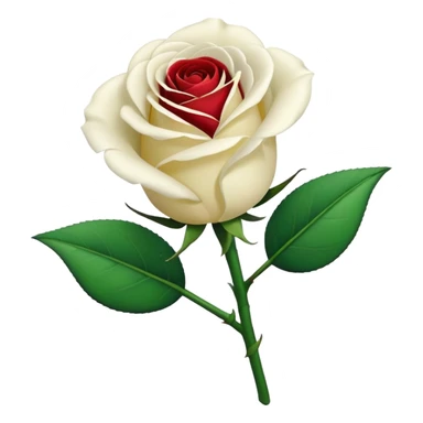 white rose with green stem sticker