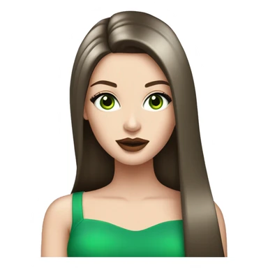 Brunette bombshell supermodel girl with long straight hair, pale skin, big pink lips and green eyes sticker
