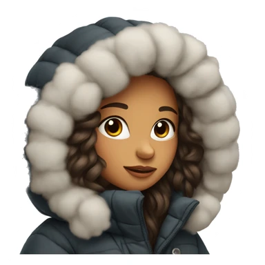 cute long haired brunette in an oversized puffer coat sticker