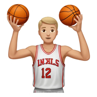 A white man with a basketball, doing a layup sticker