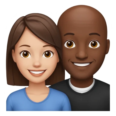 Black bald guy white girl brown hair sticker